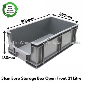 Heavy Duty Stacking Euro Box 50cm 16 Litre Open Front